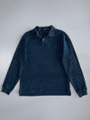 Polo Ralph Lauren Navy Marl Long Sleeve Polo Custom Slim Fit (M)