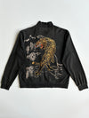 Vintage Black Tiger Embroidered Zip-Up Track Jacket (2XL)