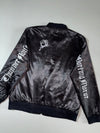 Oldnick Collection Satin Bomber Jacket  Black with Skull Patch Embroidered (M/L)