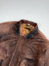 Vintage Brown Distressed Leather Detachable Sleeve Bomber Jacket (2XL)