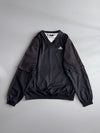 Adidas Black V-Neck Pullover Windbreaker  Silver Lined (XL)