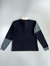 Champion Products Inc. Two-Tone Black Grey Colorblock Cream Collar Embroidered C Logo Rugby Long Sleeve T-Shirt (L)