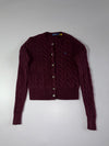 Polo Ralph Lauren Cable Knit Cropped Cardigan – Burgundy Women’s  (S)