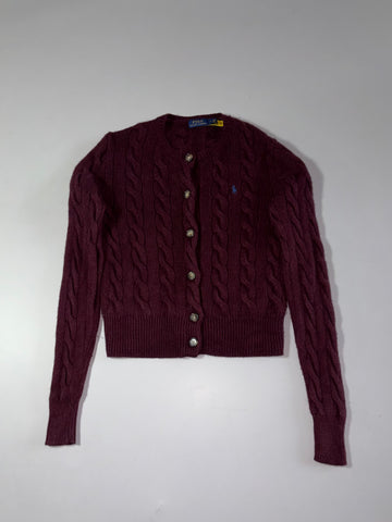 Polo Ralph Lauren Cable Knit Cropped Cardigan – Burgundy Women’s  (S)