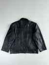 Vintage Black Leather Zip Jacket with Chest Zip Pockets, Made in India (2XL)