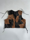 Vintage Patchwork Leather & Suede Lace-Up Vest (XS)