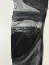 Vintage Lookwell Leather Motorcycle Pants – Black Silver Panel Racing Biker Trousers (W:36) (L:44)
