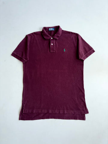 Vintage Polo Ralph Lauren Maroon Pony Logo Polo TShirt (L)