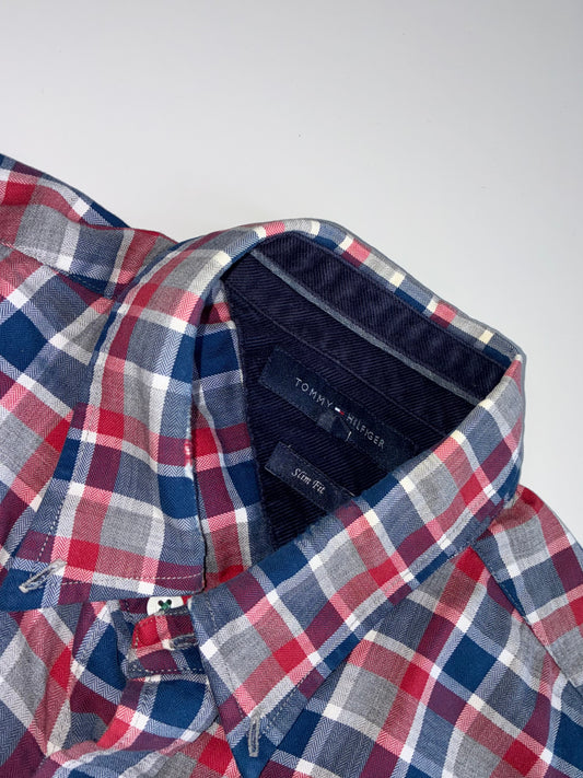 Tommy Hilfiger Herringbone Plaid Flannel Slim Fit Shirt (M)