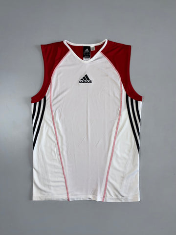 Adidas Colourblock Sports Vest (White/Maroon) (M)