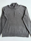 Polo by Ralph Lauren Grey Quarter-Zip Cotton Sweater (XL)