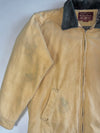 Marlboro Classics Tan Canvas Work Jacket with Leather Collar and Plaid Lining (XL)