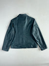 Jacker’s Slate Teal Pebbled Leather Collared Jacket with Hidden Placket, (M)