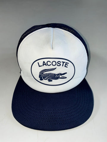 Lacoste Foam Trucker Cap White/Navy – Big Croc Logo, Mesh Back (Adjustable)