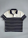 Lacoste Navy & White Striped Polo  Croc Logo | Slim Fit (L)