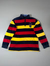 Paul & Shark Yachting Striped Quarter-Zip Rugby Shirt — Navy, Red & Yellow | Made in Italy | Anchor Crest (L)