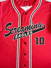 Kamazu Screaming Eagles #10 Vintage Baseball Jersey Button-Up Red Canadian Made (XL)