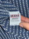 Vintage 90s Guess Jeans Jacquard Striped Indigo Denim Shirt (L)