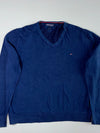 Tommy Hilfiger Cotton Silk V-Neck Sweater – Navy (2XL)
