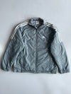 Adidas Fleece-Lined Puffer Jacket – Grey/White Stripes (L)