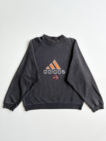 Vintage 90s Adidas Black Embroidered Performance Logo Raglan Sweatshirt (L)