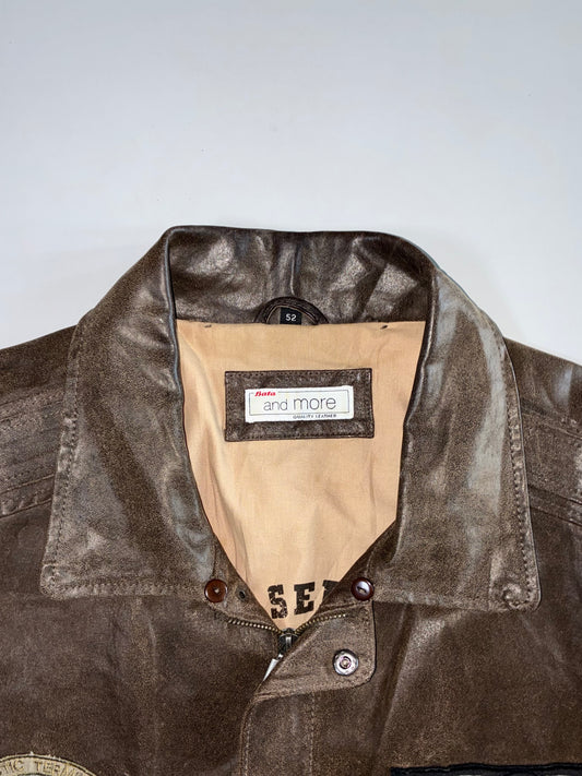 Air Service” Type B-3 Distressed Leather Bomber Jacket (XL)