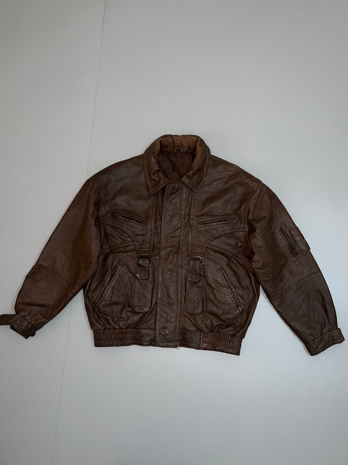 ZSuper Premium Rare Designer Vintage Brown original Leather Jacket (XL/2XL)