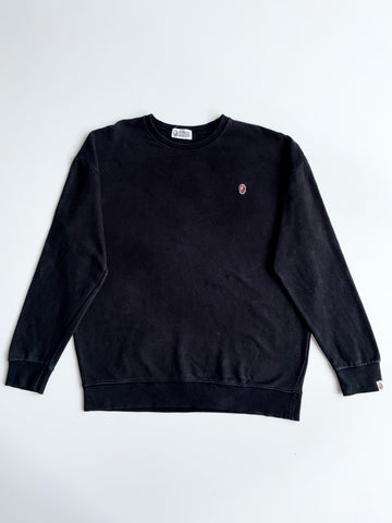 BAPE A Bathing Ape Ape Head Logo Black Crewneck Sweatshirt (XL)