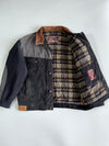 Vintage Marlboro Classics  Original Hard Canvas Trucker Jacket with Genuine Leather Collar & Plaid Flannel Lining (XL)