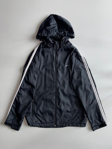 Nike Vintage Hooded Windbreaker – Black with White Stripe (XL)