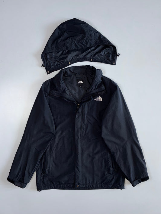 The North Face HyVent Waterproof Shell Jacket | Black Detachable Hood Outdoor Mountain (L)
