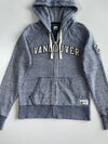 Roots Canada Vancouver Zip Up Hoodie Navy Marl Chenille Arch Lettering (S)