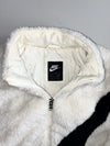 Nike Faux Fur Sherpa Full Zip Jacket — White/Black Swoosh (M)