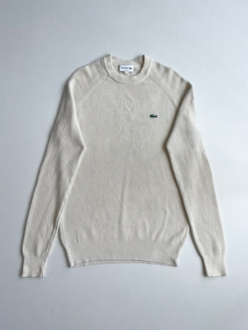 Lacoste Classic Fit Waffle Knit Crewneck Sweater – Cream (M)