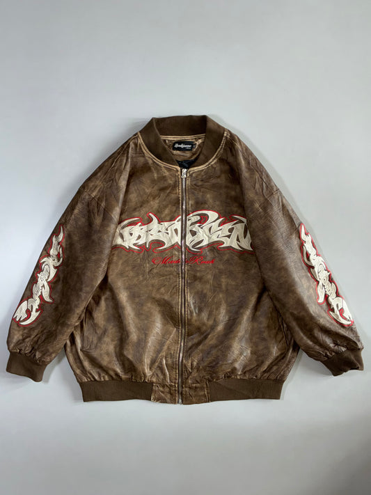 Reakinsse Graffiti Embroidered Bomber Jacket(2XL/3XL)