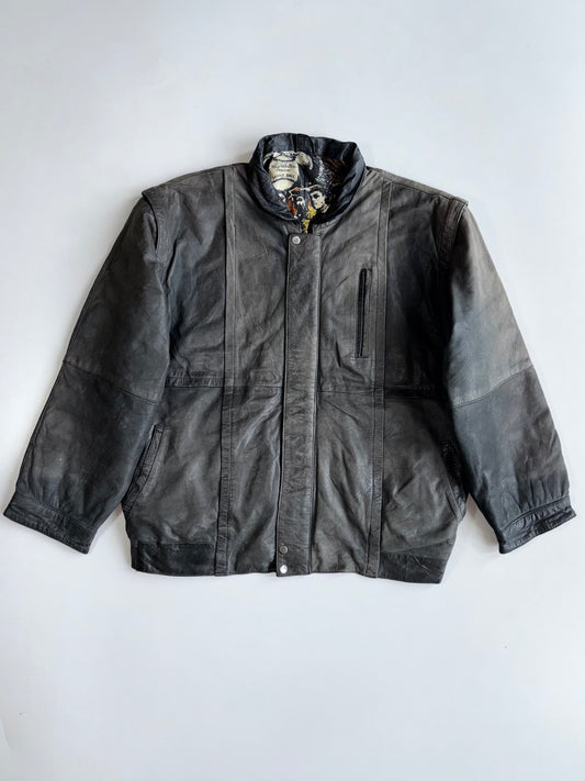 Vintage Premium Original Leather Jacket With Detachable Arms (Print Inside)(XL)