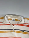 Lacoste Quarter-Zip Striped Knit Sweater, Cream with Orange, Mustard & Navy Stripes (S/M)
