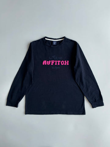 Abercrombie & Fitch Est. 1982 Pink Chenille Logo Long Sleeve T-Shirt (Xl)
