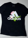 Adidas Black Floral Rose Logo T-Shirt (L)
