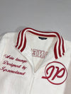 I.P. Zone Outfitters "Asia Lounge" Sherpa Fleece Varsity Zip Jacket – Cream/Red (L)