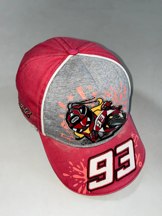Marc Márquez #93 Official MotoGP Cap – Red & Grey, Cartoon Rider Graphic (Adjustable)