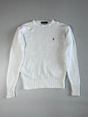 Vintage Polo by Ralph Lauren Chunky Knit Cotton Crewneck Sweater – White (XL)