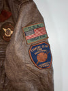 Vintage USA Service Patch Distressed Brown Leather Flight Jacket (XL)