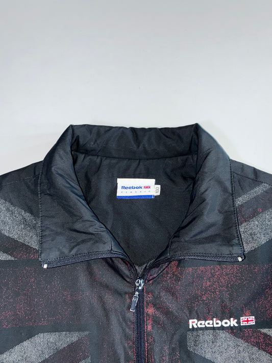 Reebok Classic Vintage Union Jack Graphic Windbreaker Bomber Jacket (L/XL)