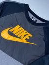 Nike Swoosh Logo Tape Grey & Black Long Sleeve Top (L)