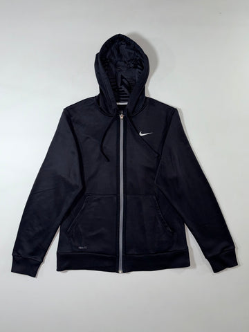 Nike Dri-FIT Black Swoosh Full-Zip Performance Hoodie (S)
