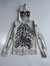 ASNDSP | Grey Skeleton Print Zip Hoodie | (S)