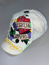 Ed Hardy Trucker Cap – White Rhinestone “True Love” (Adjustable)