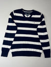 Tommy Hilfiger Navy & White Striped V-Neck Sweater (S/M)