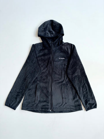 Vintage Columbia Black Sherpa Fleece Zip-Up Hooded Jacket women’s (M)